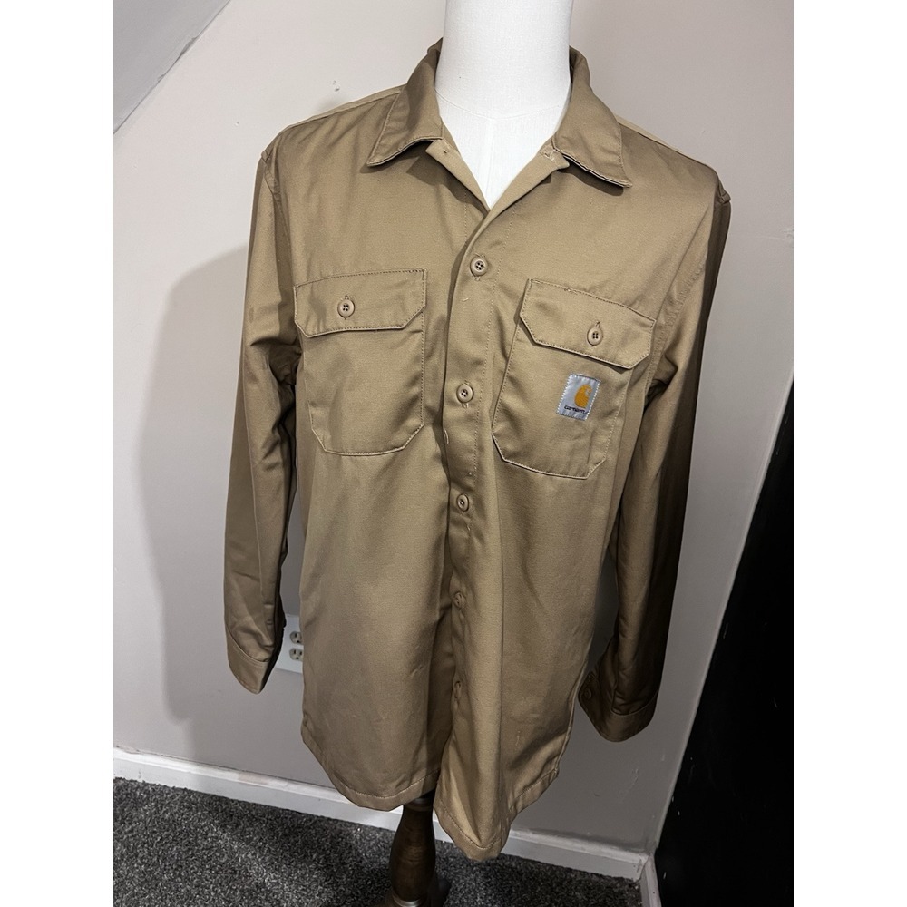 Carhart Men's Heavy Shirt Large Tan Khaki Work‎ Shirt